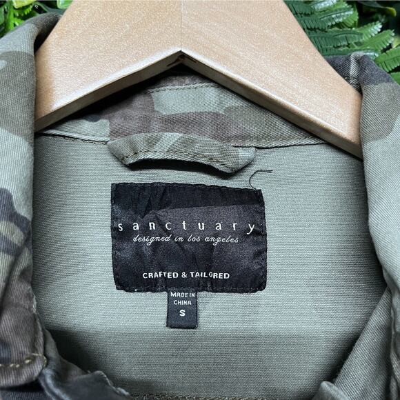 SANCTUARY‎ Top Women Small Green Military Utility Blouse Button Pockets 2500 - Picture 4 of 7